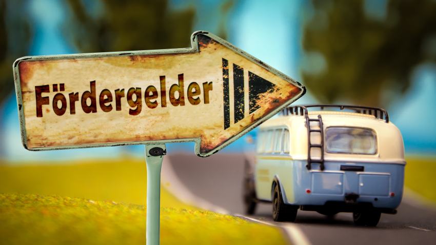 Schild Fördergelder