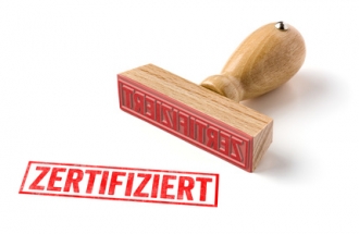 Stempel mit Aufdruck zertifiziert